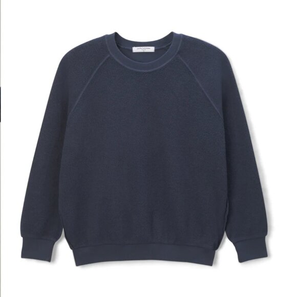 Perfectwhitetee Ziggy reverse fleece shrunken crew neck sweatshirt Navy Small - Picture 1 of 9